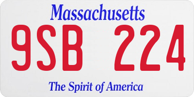 MA license plate 9SB224