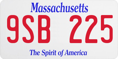 MA license plate 9SB225