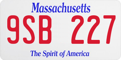 MA license plate 9SB227