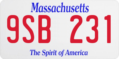 MA license plate 9SB231