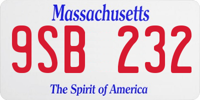 MA license plate 9SB232