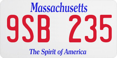 MA license plate 9SB235