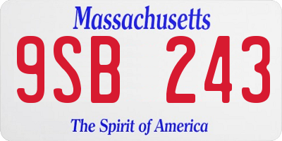 MA license plate 9SB243
