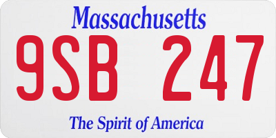 MA license plate 9SB247