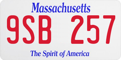 MA license plate 9SB257