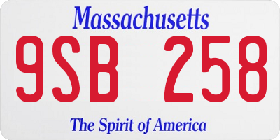 MA license plate 9SB258