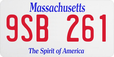 MA license plate 9SB261