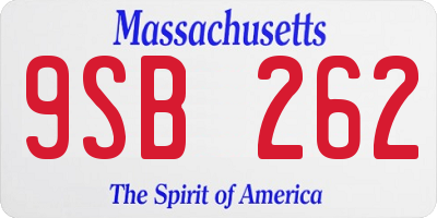 MA license plate 9SB262
