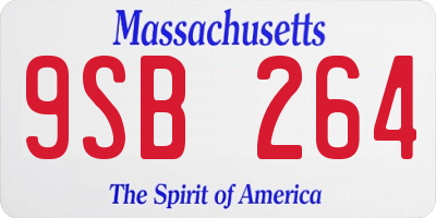 MA license plate 9SB264