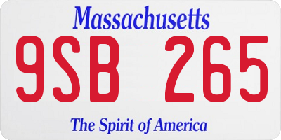 MA license plate 9SB265