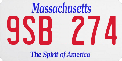 MA license plate 9SB274