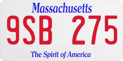 MA license plate 9SB275
