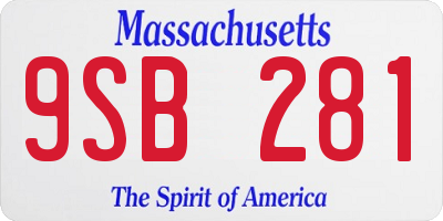 MA license plate 9SB281