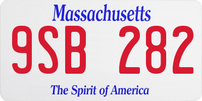 MA license plate 9SB282