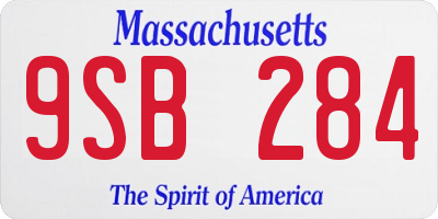 MA license plate 9SB284