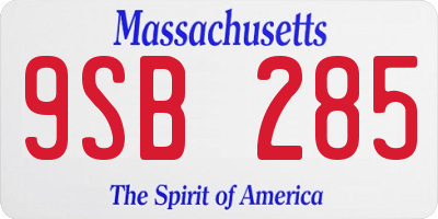 MA license plate 9SB285