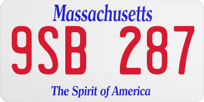 MA license plate 9SB287