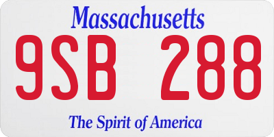MA license plate 9SB288
