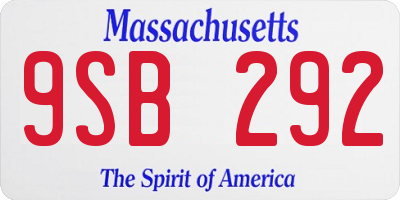 MA license plate 9SB292
