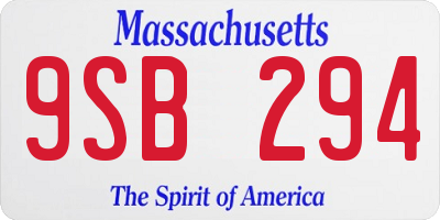 MA license plate 9SB294