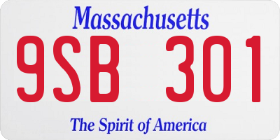 MA license plate 9SB301