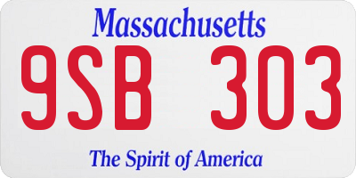 MA license plate 9SB303