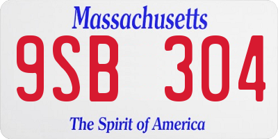 MA license plate 9SB304