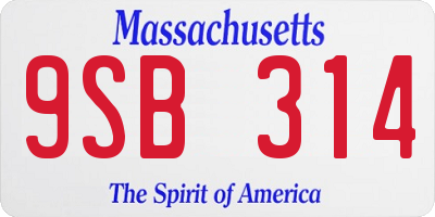 MA license plate 9SB314