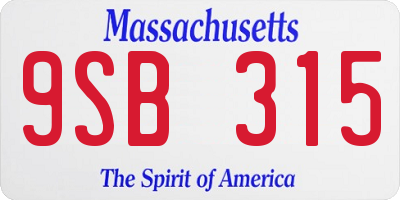 MA license plate 9SB315