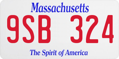 MA license plate 9SB324