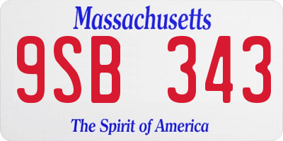 MA license plate 9SB343