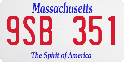 MA license plate 9SB351