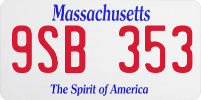 MA license plate 9SB353