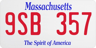 MA license plate 9SB357