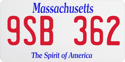 MA license plate 9SB362