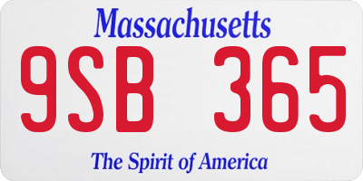 MA license plate 9SB365