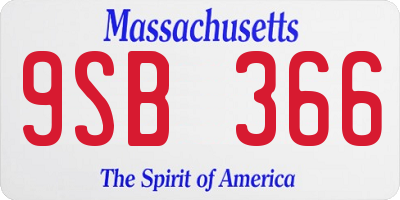 MA license plate 9SB366