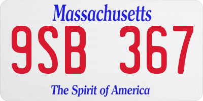 MA license plate 9SB367