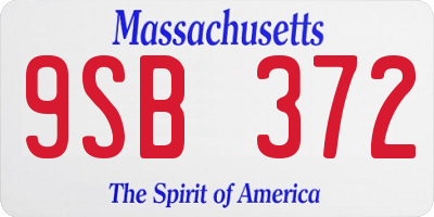 MA license plate 9SB372