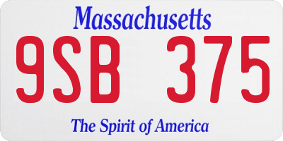 MA license plate 9SB375