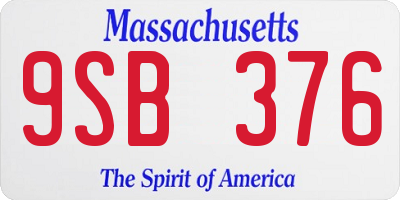 MA license plate 9SB376