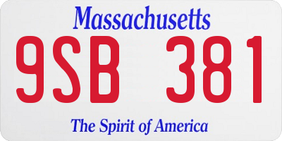 MA license plate 9SB381