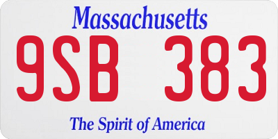 MA license plate 9SB383