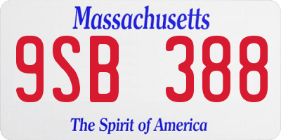 MA license plate 9SB388