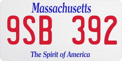 MA license plate 9SB392