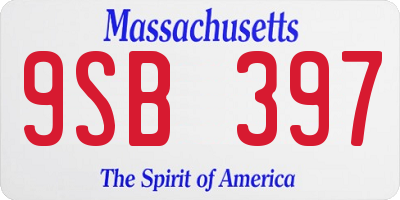 MA license plate 9SB397
