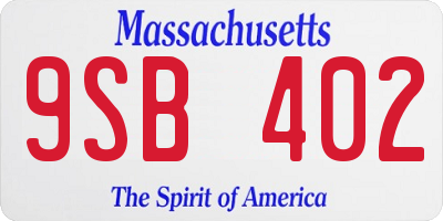 MA license plate 9SB402
