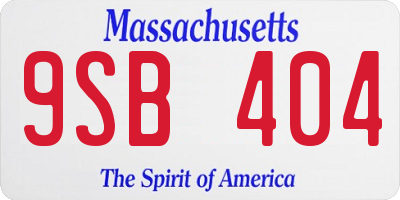 MA license plate 9SB404