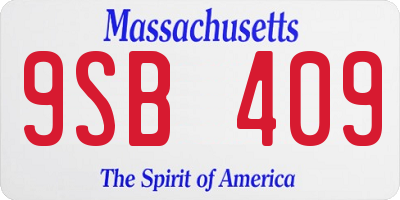 MA license plate 9SB409