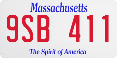 MA license plate 9SB411